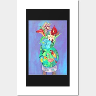 Flowers in a Vase with a Tropical Vibe Posters and Art